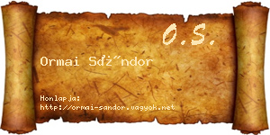 Ormai Sándor névjegykártya